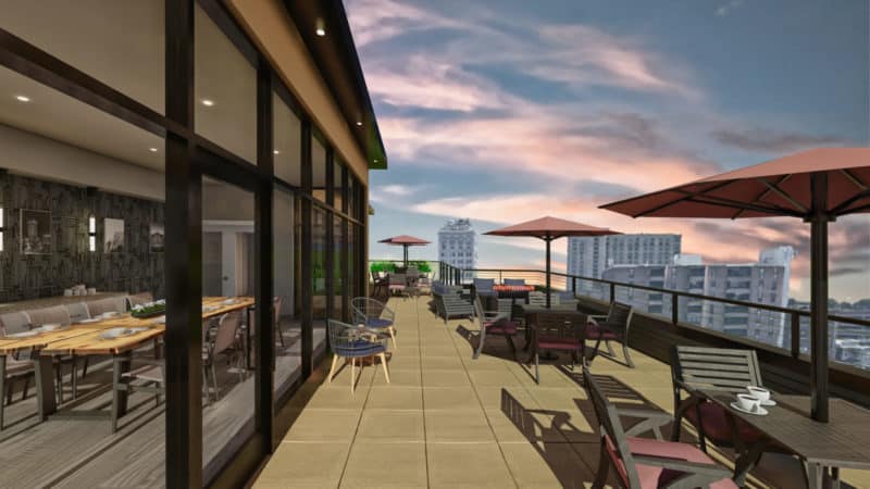 A rooftop terrace.