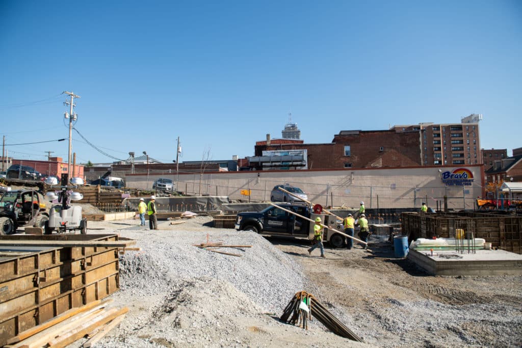 men working on construction site