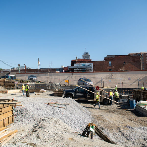 men working on construction site