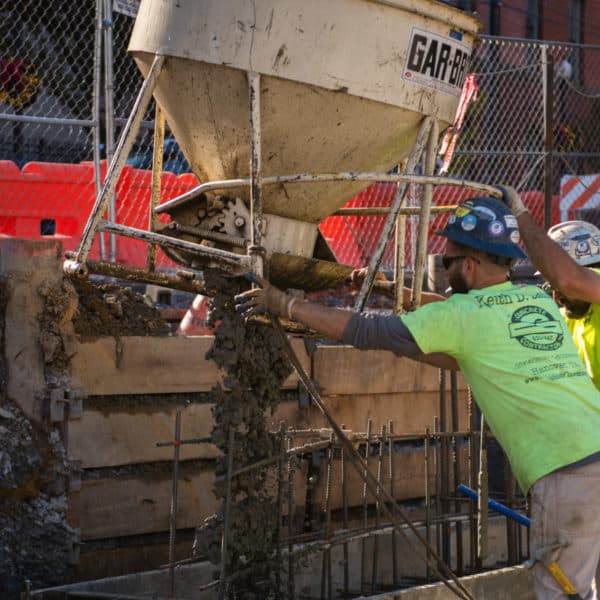 pouring concrete