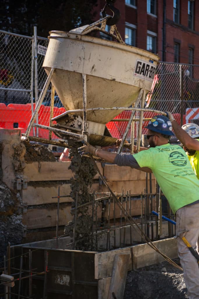 pouring concrete