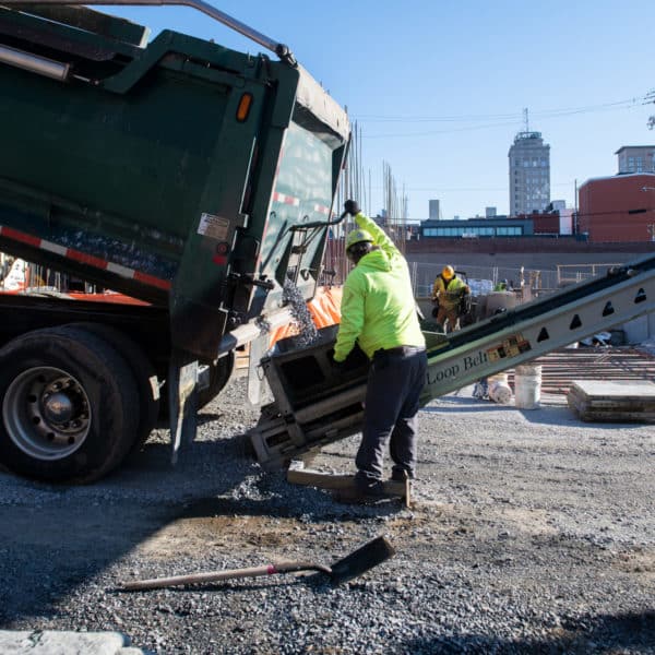 dump truck dropping material