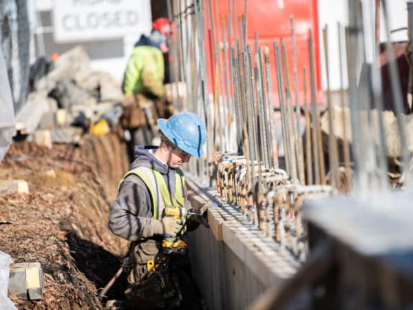 Construction worker building