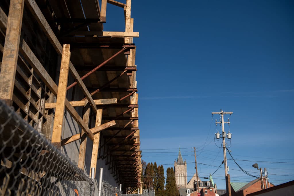 wooden beams from construction site