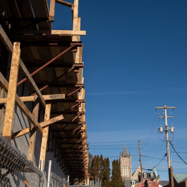 wooden beams from construction site