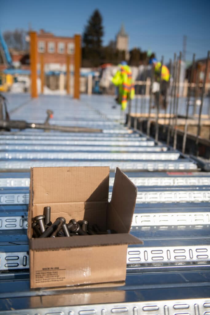 box of nails at construction site