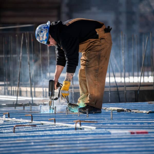 construction worker drilling