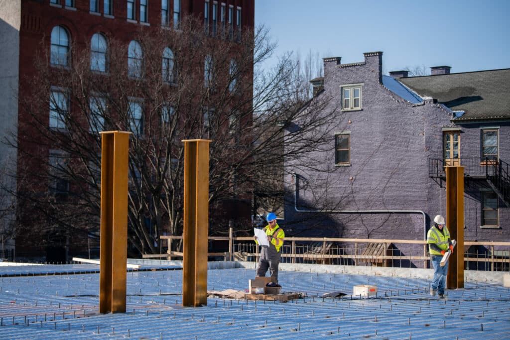 beams on construction site