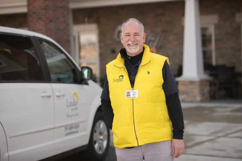 Man wearing a yellow vest.