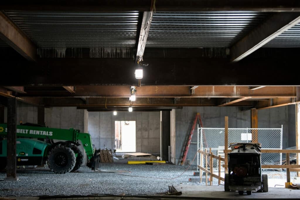 inside building during construction