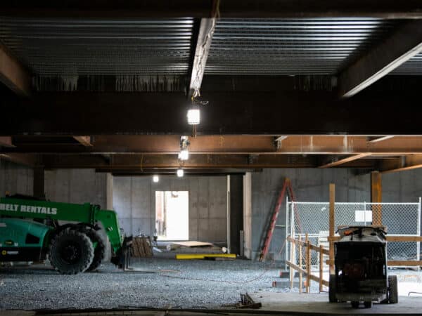 inside building during construction