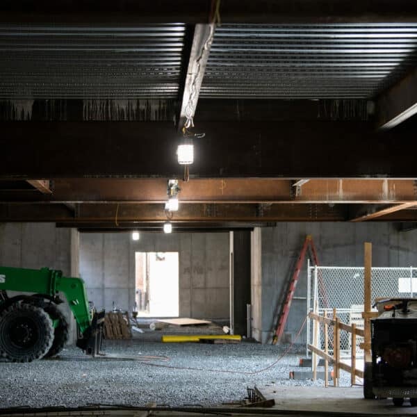 inside building during construction