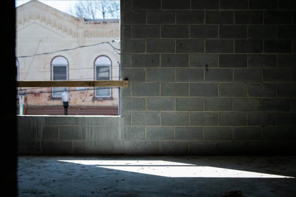 interior of concrete wall