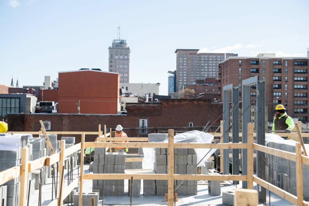 concrete blocks on construction site