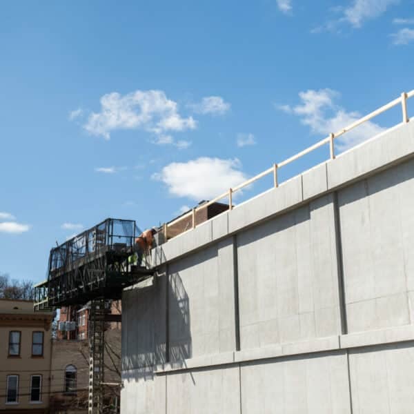 concrete wall being built