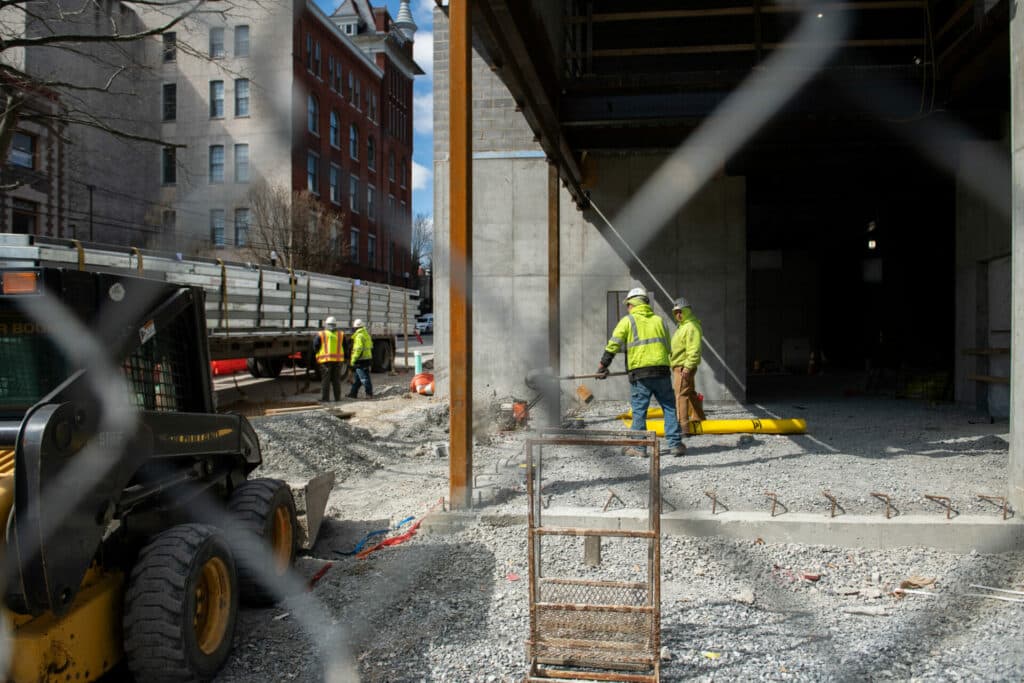 constructions workers on ground floor