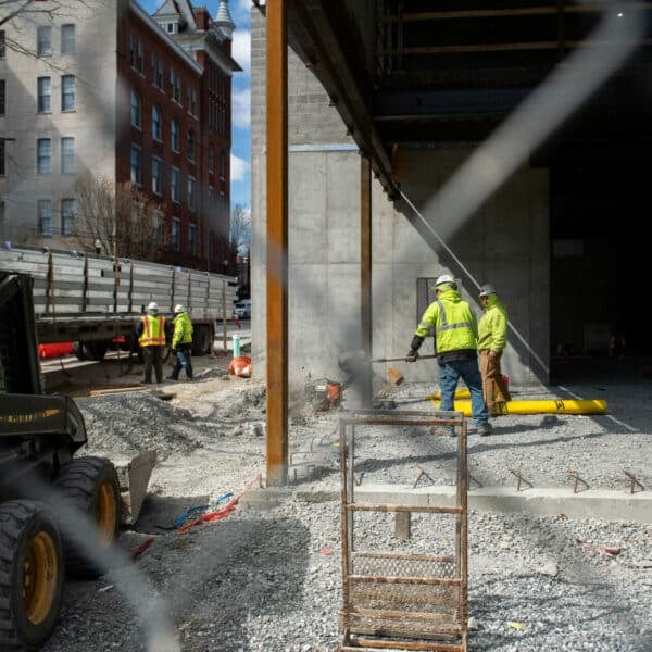 constructions workers on ground floor