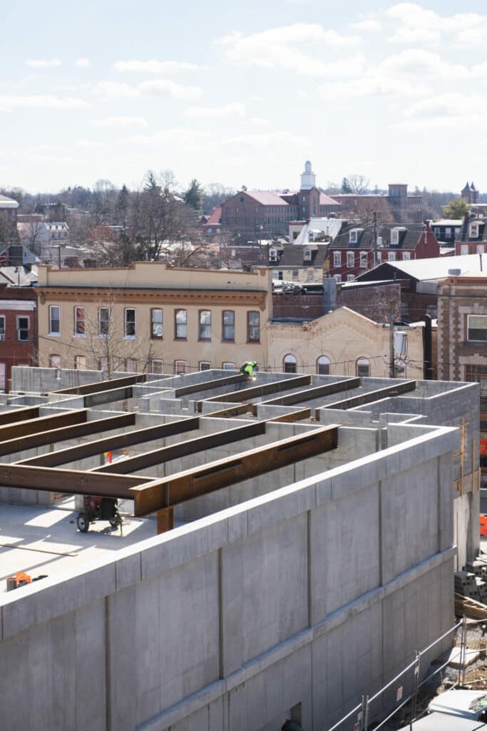 top view of building during construction