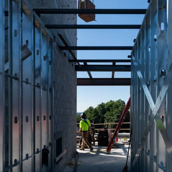 two walls at a construction site