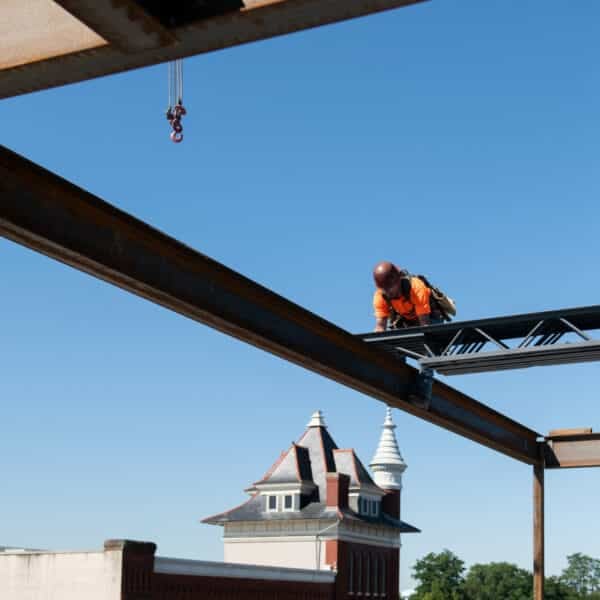 worker on steel beam