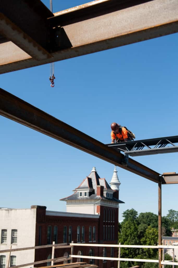 worker on steel beam