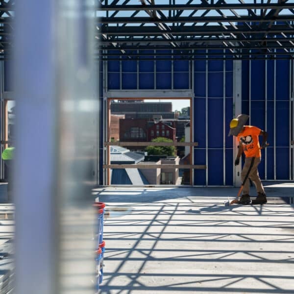 worker and beams